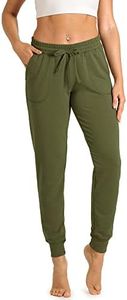 icyzone Women's Active Joggers Sweatpants - Athletic Yoga Lounge Pants with Pockets (Army, S)