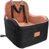 Lealchum Dog Booster Car Seat for S/M Dogs Up to 35lbs,Soft 6in Elevated Cushion,Fits in Front/Back Seat,Fully Detachable and Washable,2 Storage Pockets & 3 Straps,Easy to Install (Black/Brown,Medium)