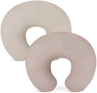 Wimist Nursing Pillow Covers 2 Pack, Muslin Nursing Cover for Breastfeeding Pillows, Comfortable for Baby Girls and Boys (Beige & Shadow)