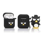 Derhom Silicone Airpods Cover Cute Funny Compatible with Apple Airpods 1 and 2 [Cartoon Belt Doll Series] (Black Bird)