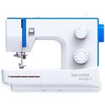 Bernette sew & go 3 Automatic Zig-Zag Electric Sewing Machine With Accessory Kit & 57 Stitch Functions, Designed by BERNINA Switzerland, 70 Watt, 19 Built-in Stitches, Metal Frame (White & Blue)