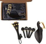 Yinfente 4/4 Violin kit Full Size Violin Accessories Peg Tailpiece Fine Tuner Chin Rest Clamp End pin Ebony wood (4/4)