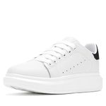 NewEndostar Women's Fashion Sneakers,Vibration Height Increase Shoes Lightweight Comfortable Casual Skateboarding Walking Shoes, White|black, 10.5