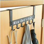 DOCAT Heavy Duty Metal Over Door Hanger with 6 Hooks Multipurpose Removable Door Hanger for Hanging Clothes Scarves Coats Towels Drill-Free Wall Hooks for Bedroom Kitchen Accessories (Black, 3pcs)