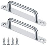 Gaomoeny 2 Pcs Sliding Door Handles, Pull Push Door Handles, Stainless Steel Sliding Bathroom Kitchen Cupboard Cabinet Garage Shed Barn Gate Door Handles with Metal Plates（160mm/6.29in）