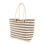 Nicola Spring Striped Canvas Tote Beach Bag - Pebble - 55 x 36cm - Large Reusable Casual Travel Shoulder Shopping Bag Grocery Carry Cloth Bag