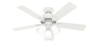 Hunter Fan Company 50885 Swanson Indoor Ceiling Fan with L ED Lights and Pull Chain Control, 44", Fresh White