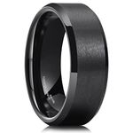 King Will BASIC 8mm Black Men Tungsten Ring Wedding Brand for Men Women Matte Brushed Beveled Polished Edge 9