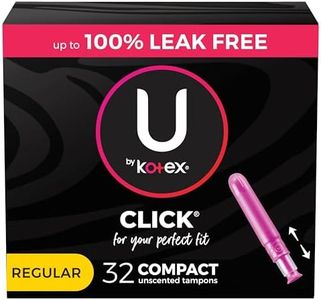 U by Kotex Click Compact Tampons, Regular Absorbency, Unscented, 32 Count