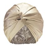 PAPU 22 Momme 100% Mulberry Silk Sleep Cap for Women Hair Care,Double-Sided Natural Silk Hair Wrap for Sleeping, Personalised Gifts for Women,Standard 100 by Oeko Certification (Light Brown)