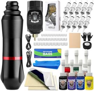 HAWINK Tattoo Kit Wireless Rotary Machine with Power Supply LCD digital 3.7V Lithium Battery 1600mAh 1Pcs 7 inks HWP6KITP155-1