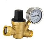 RV Brass Water Pressure Regulator | RV Plumbing | Adjustable Water Pressure Regulator | with Guage