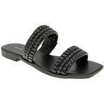 BCBGeneration Womens Lara Faux Leather Slide Sandals Black 11 Medium (B,M)