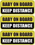 GEEKBEAR Baby on Board Car Magnet - Colorful, Reflective, Weather-Resistant - Rectangular 8.7 x 3.5 in (Yellow/Black, 3 Pack)