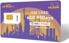TALKSIM Data SIM Card 6GB 90Days Support AT&T, T-Mobile, 4G LTE USA SIM Compatible with Unlocked Security Camera/Tablet/Smart Watch/Hunting Trail Camera/GPS Tracker iot Devices