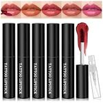 AWCCXMYM 5 Colors Peel Off Lip Stain Lip Tint Stain Long Lasting Waterproof Up To 24 Hours Non Stick Cup Liquid Nude Lipstick Makeup Set for Velvet Matte Tattoo Magic Lip Color