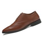 LOUIS STITCH Men's Russet Tan Italian Leather Formal Wingtip Brogue Shoes (RXBGTN) UK 11