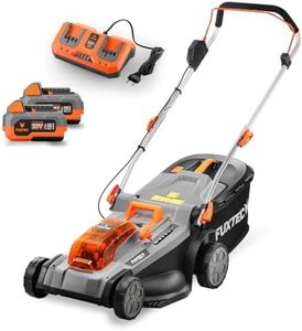 Fuxtec Tondeuse à Gazon sans Fil 40V (2x20V) E2RM37 Set Batteries et Chargeur - Largeur De Coupe 37cm, Hauteur De Coupe Variable, Tondeuse à Gazon Batterie, sans Fil