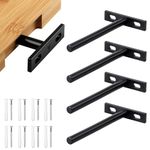 YEYIT 4 Pcs Floating Shelf Fixings 5 Inch Galvanized Solid Steel Hidden Blind Support, Heavy Duty Floating Shelf Brackets for Wall Mounted Backdrop Concealed Wall Shelf Wood Shelves