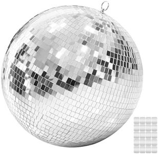 Large Disco Ball, 16 Inch Mirror Ball for Disco Party Decorations, Silver Big Haning Disco Ball Decor Ornaments with Hanging Ring for Easy Installation for DJ Club Stage Bar Wedding