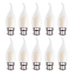 BELINGGO B22 Dimmable Bayonet LED Light Bulbs, B22d Candle Filament Chandelier Bulb, C35 Soft Warm White 2700K Frosted Glass Flame Shape Bent Tip, Energy Saving Light Bulbs, 10 Pack