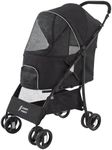 Sunny Sonny Pet Stroller for S/M Dogs & Cats up to 15kg, Kid Stroller，Foldable Portable Travel Carrier with Swivel Wheels, Rain Cover, Large Storage Basket, Zipper Entry & Safety Design (Black)