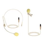 Phenyx Pro Beige Color Lavalier Lapel & Headset Mic Combo with Mini XLR Jack, Hands-Free Clip-on Lapel Mic, and Flexible Wired Boom Headset, Compatible with All Phenyx Pro Wireless Mic System