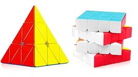 D ETERNAL All ages Speed Cube Combo Set Of 4X4 & Pyraminx Pyramid Triangle Puzzle Magic Cube Gift Set (4X4+Triangle)