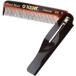 Kent 20 T Handmade Sawcut Folding Pocket Comb with Clip, Fine Toothed