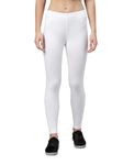 ZAYANQA Slim Fit Solid Stretchable Cotton White Leggings for Women Ankle Length with Ultrasoft Wide Elastic Waistband |Comfortable Ankle Length Leggings |Fashionwear|Size_L|