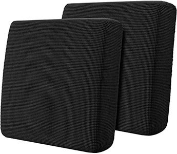 Hokway Stretch Couch Cushion Slipcovers Reversible Cushion Replacement Slipcovers Sofa Cushion Covers(Black, 2)