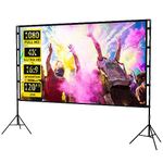 Projector Screen with Stand Portable Projection Screen 16:9 4K HD Projections Movies Screen with Carry Bag for Indoor Outdoor Home Theater Backyard Cinema Travel (120-4k-2)