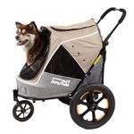 InnoPet Sporty Evolution Latte 2-in-1 Dog Stroller and Bike Trailer - Beige/Grey, 30kg Capacity with Rain Cover, Reflectors & Safety leashes - Cat Pram and Pet Buggy
