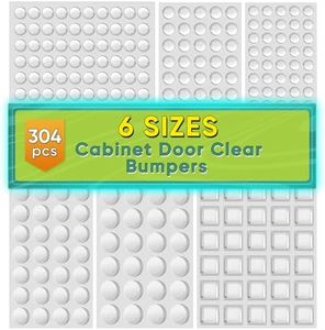 304pcs Cabinet Door Bumpers Clear, ONUEMP Adhesive Rubber Feet Silicone, Sound Dampening Door Slam Stopper Non Slip Furniture Pads Wall Protector for Cutting Board, Door, Drawers, Glass Cabinet …