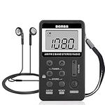 Portable Radio Mini Pocket Radio AM/FM Digital Stereo DSP Receiver Handheld Radio with Rechargeable Battery and Headphones/Earphones, Personal Radio for Gym Sports, Excellent Reception Black