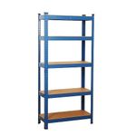 wowsubli Garage Shelving Units 5 Tier, Heavy Duty Storage Racking Shelf with Metal Boltless for Workshop Warehouse Office(Blue,70x30x150cm)