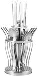 Parage 25 Pieces Jazz Premium Stainless Steel Cutlery Set for Home & Kitchen (Contains: 6 Table Spoons, 6 Forks, 6 Tea Spoons, 6 Knives, 1 Stand), Spoon Set for Dining Table Stylish, Silver