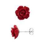 Essens - Studs Earrings ROSE - "LOVE JEWELRY by Essens" Collection - Ceramic and Sterling Silver 925 - Women's Jewelry