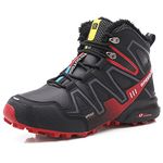 NUTTOPL Men's Boots Warm Snow Boots Winter Boots Walking Hiking Boots High Top Anti-collision Outdoor Non-slip Comfortable Casual Black Red 9.5 UK