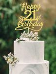 21 Birthday Cake Toppers-Gold Glitt