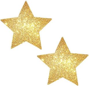 Neva Nude Golden Fairy Dust Glitter Starry Nights Nipztix Pasties Nipple Covers for Festivals, Raves, Parties, Lingerie and More, Medical Grade Adhesive, Waterproof and Sweatproof, Made in USA