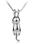 Wonvin Collection Womens 925 sterling silver 3D cute cat Lover Matte surface/smooth pendant necklace (Cat Necklace)