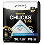 Chucks MAX Hospital Grade Bed Pads 36 x 36 Disposable Breathable Incontinence Pads - XXX-Large Pee Pads for Adults - Heavy Duty Absorbency, Repositioning Underpads. Repositions 400 Lbs. [20 Pads]