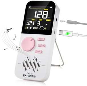 EX-GEAR Digital Metronome, Rechargeable Electronic Metronome with Color LCD Screen, Wide Tempo Range & Multiple Time Signatures for Piano, Guitar, Violin, Drums & All Instruments, White & Pink