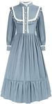 Scarlet Darkness Colonial Pioneer Costumes Dress for Girls Old Fashioned Dresses, Light Blue, 10 Years