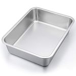 P&P CHEF Lasagna Pan, Rectangular Cake Pan Roaster Pasta Baking Cookie Sheet Pan Stainless Steel, 12.7”x10”x3.2”, Heavy Duty & Durable, Oven & Dishwasher Safe