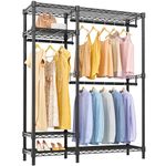 VIPEK V2 Garment Rack Heavy Duty Clothing Rack 4 Tiers Adjustable Wire Shelving Clothes Rack with 3 Hanging Rods, Freestanding Portable Wardrobe Metal Closet Rack, Max Load 700LBS, Black