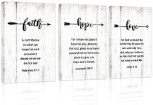 Faith Hope Love Wall Decor: Bible Verse Poster, 3 Panel Christian Wall Art, Biblical Pictures for Wall, Scripture Quotes Prints, Framed Religious Artwork Decoration for Home Church