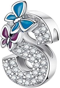 LNQOBU Ciondolo con Lettera Dell'alfabeto in Argento Sterling 925 Charm Bead con A-Z Pendente con Zirconia 5A Compatibile con Pandora e Europei Bracciale Collane da Donna