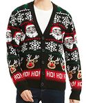 Men's Christmas Rudolph Reindeer Holiday Festive Knitted Sweater Cardigan Cute Ugly Pullover Jumper, Sntrndrcardi-m2, XX-Large